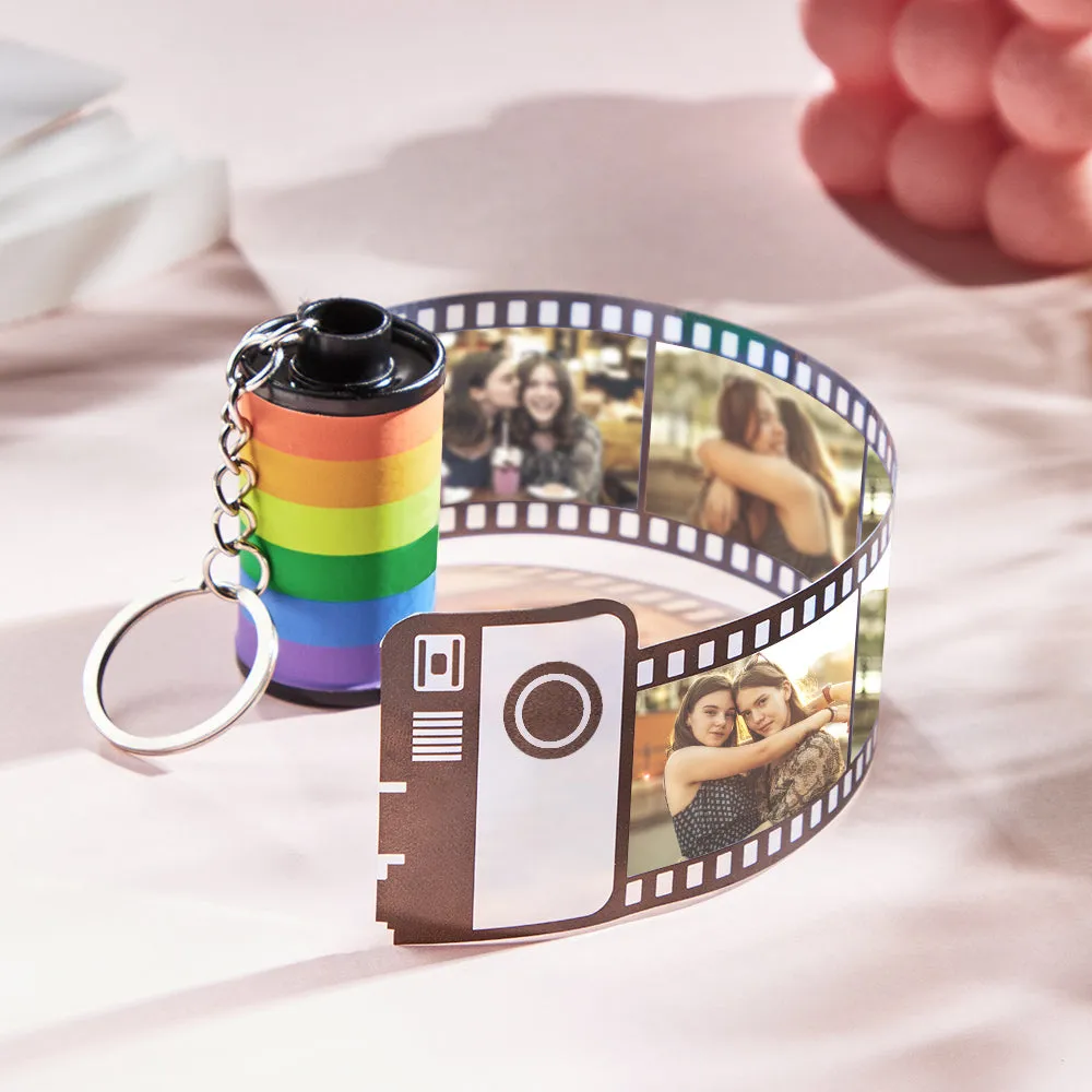 Custom Rainbow Film Roll Keychain Personalized Memory Roll Keychain for LGBT