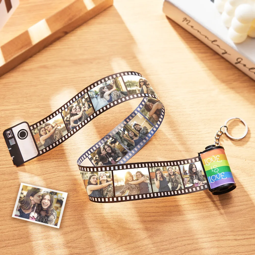 Custom Rainbow Film Roll Keychain Personalized Memory Roll Keychain for LGBT