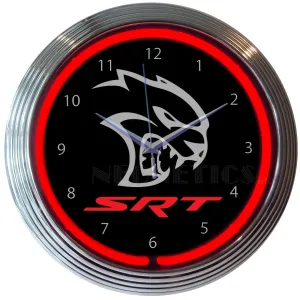 DODGE HELLCAT SRT NEON CLOCK