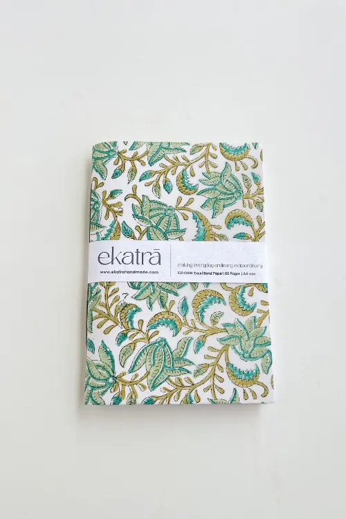 Ekatra A5 Handmade Journal - Green Leafy Floral ( Set Of 2 )