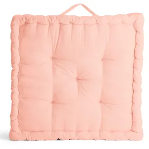 Encasa Homes Square Floor Cushions 40 x 40 x 8 cm - Powder Pink - Solid Dyed Canvas with Cotton Filler Large Size for Seating Meditation Yoga Pooja Guests Living Room Bedroom