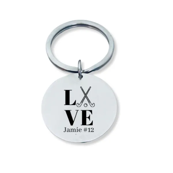 Engraved Personalized Field Hockey Keychain