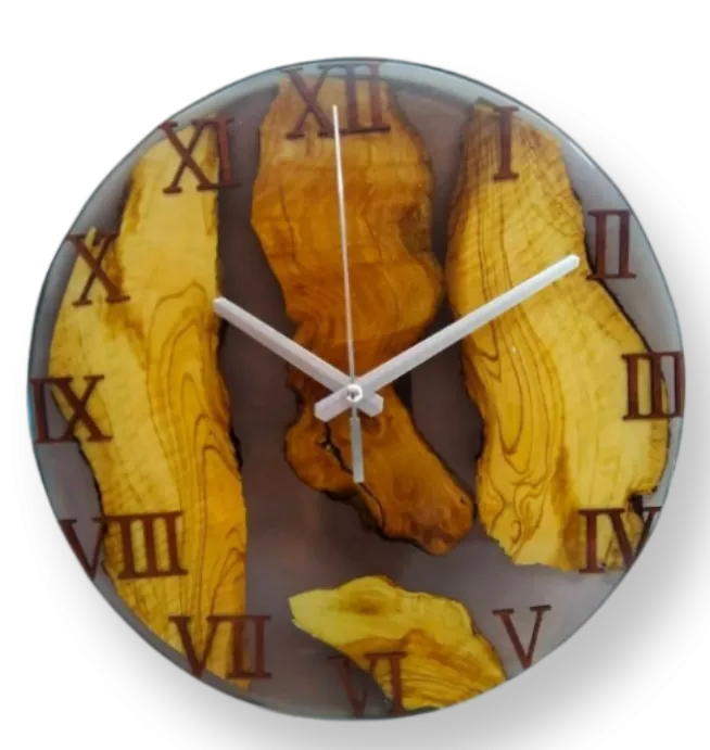 Epoxy clock, Resin clock, Clock for wall, Wood & transparent epoxy wallclock, Large wall clock