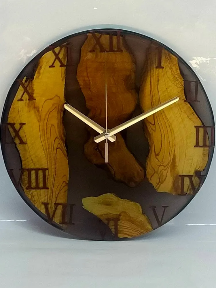 Epoxy clock, Resin clock, Clock for wall, Wood & transparent epoxy wallclock, Large wall clock