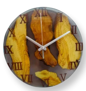 Epoxy clock, Resin clock, Clock for wall, Wood & transparent epoxy wallclock, Large wall clock