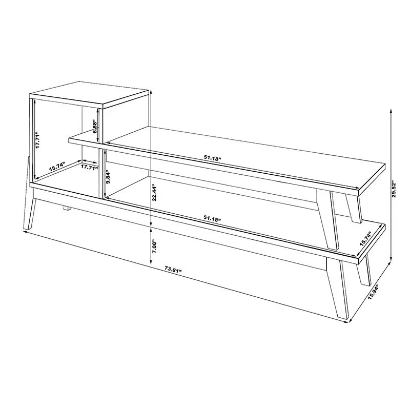 Essence 73.82" TV Stand with 2 Shelves in Off White