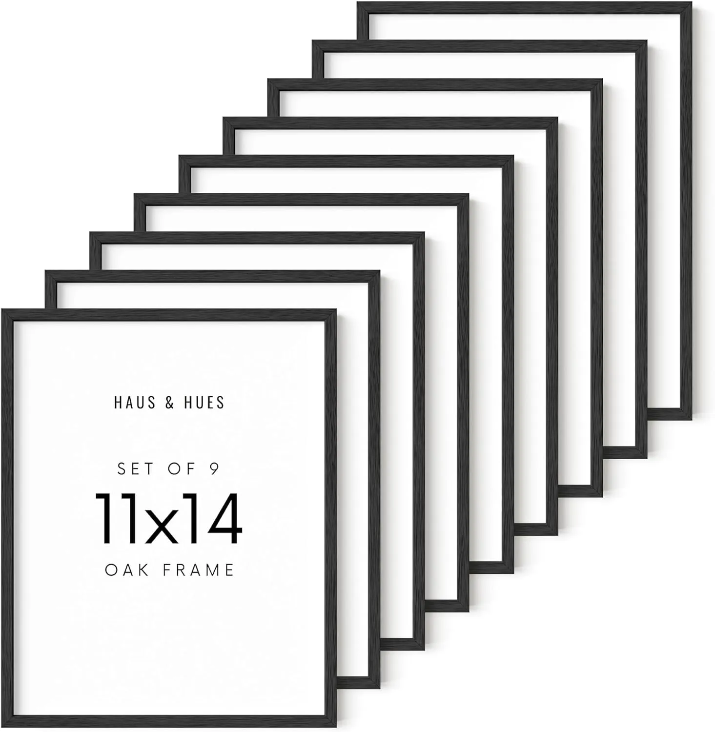 essential HAUS AND HUES 11x14 Black Frame Set of 9 a?? 11x14 Black Picture Frame That Comes Ready-to-hang, Black 11x14 Picture Frame Perfect for Hanging Vertically or Horizontally, 11x14 Frame Black Black 5 x 7