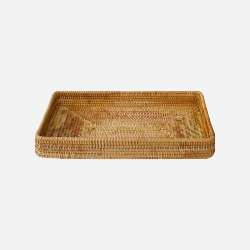 Eva Rattan Serving Tray & Tabletop Organizer