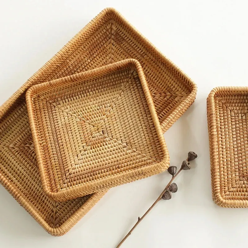 Eva Rattan Serving Tray & Tabletop Organizer