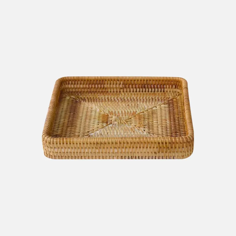 Eva Rattan Serving Tray & Tabletop Organizer