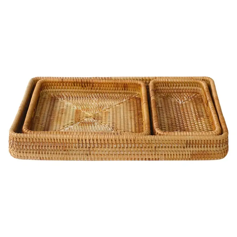 Eva Rattan Serving Tray & Tabletop Organizer