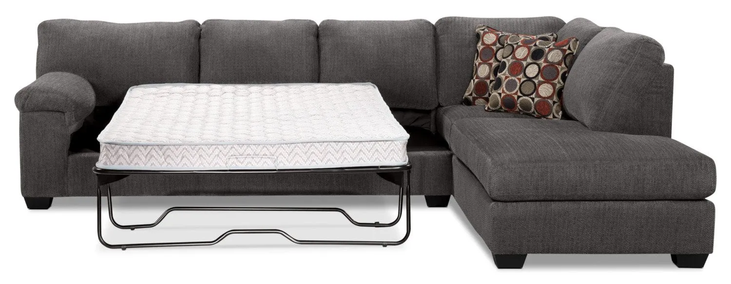 Farrow 2-Piece Chenille Right-Facing Sofa Bed Sectional - Grey