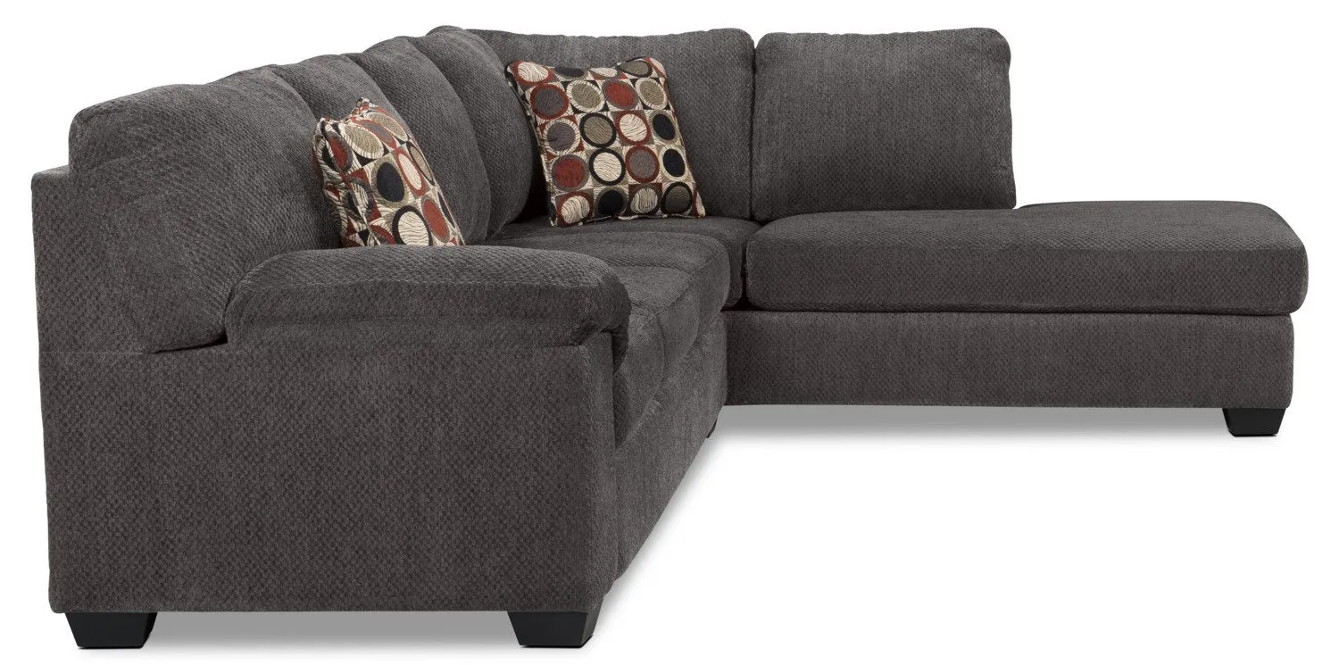 Farrow 2-Piece Chenille Right-Facing Sofa Bed Sectional - Grey