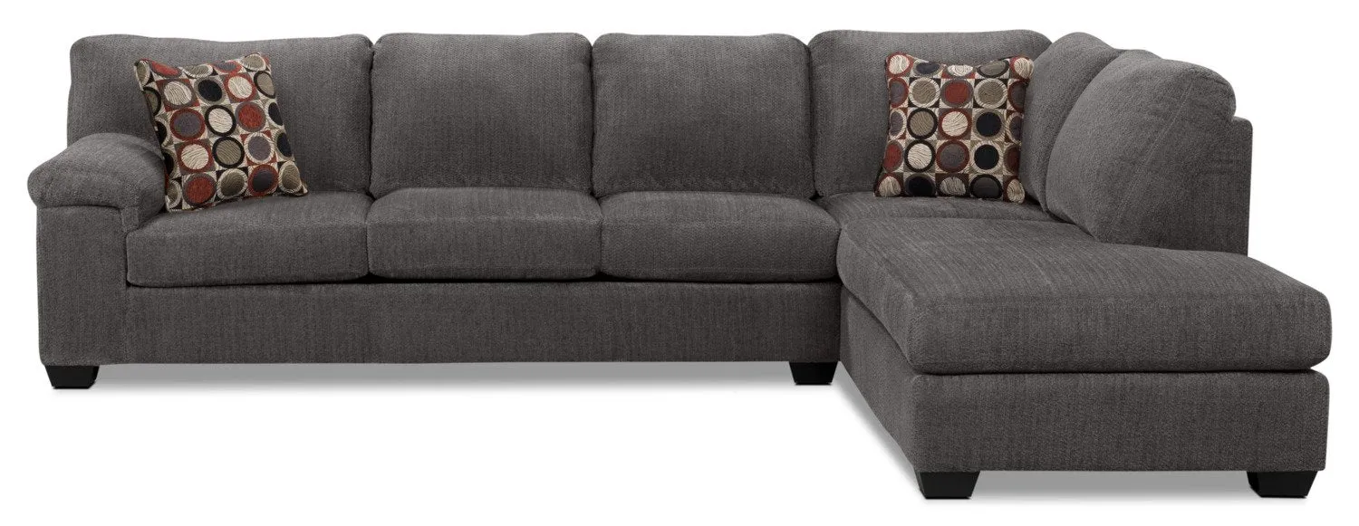 Farrow 2-Piece Chenille Right-Facing Sofa Bed Sectional - Grey