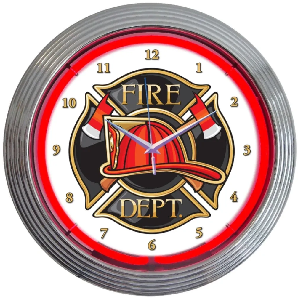 FIRE DEPARTMENT NEON CLOCK