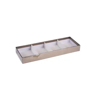 Four Section Gold Tray 8 Packs Gift Box With Clear Cover 11" X 3.75" X 1.25"