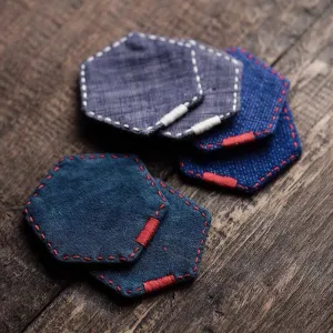 Gohobi A Set of 2 Hexagon Cotton Coasters