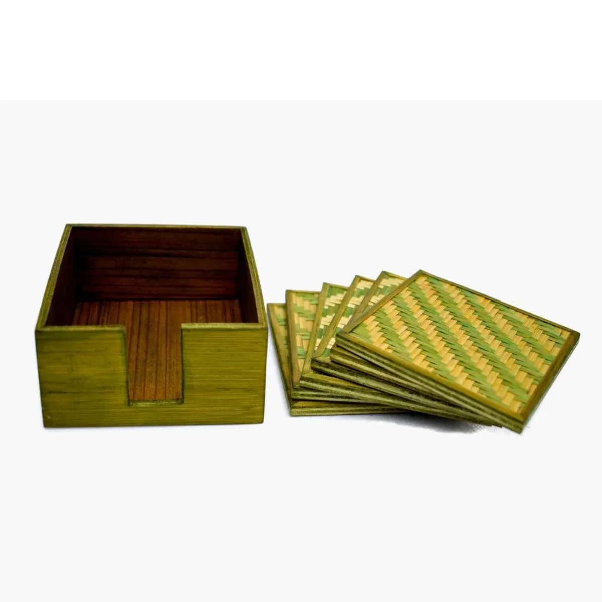 Handmade Bamboo Coasters - Green