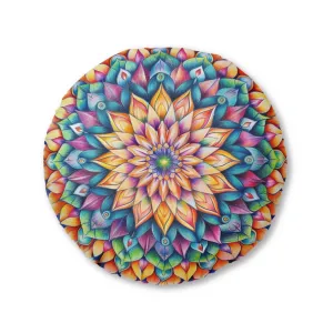 Handmade Mandala Art Floor Cushion - Colorful Tufted Round Pillow