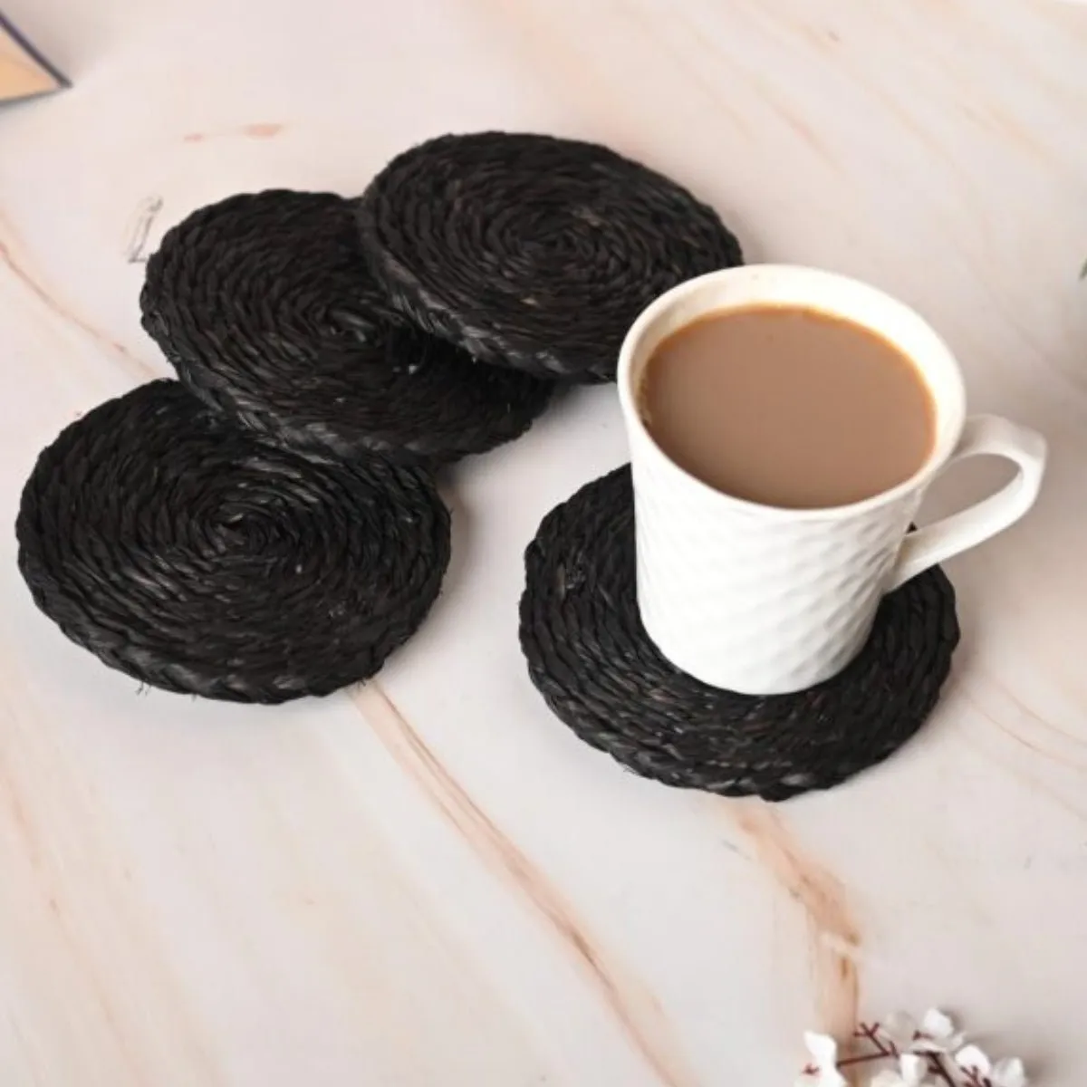 Handmade Sabai Grass Coasters - Black