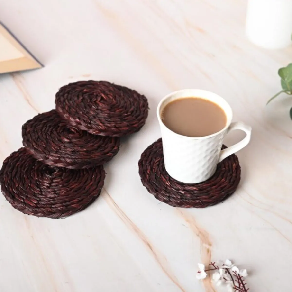 Handmade Sabai Grass Coasters - Brown