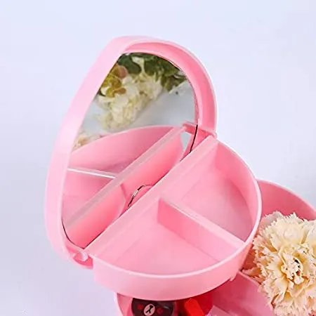 Heart Shape Jewellery Organizer With Mirror ( Random Colours)