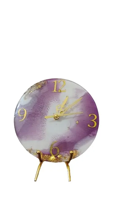 HOMEDRIP Resin Art 6 inch Clock with Stand Table Clock