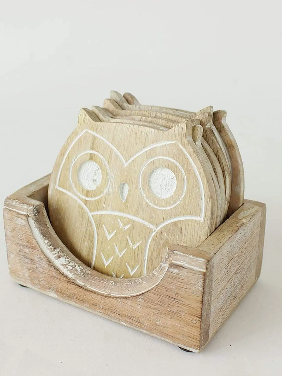 Hoot Wooden Coaster - Set Of 6