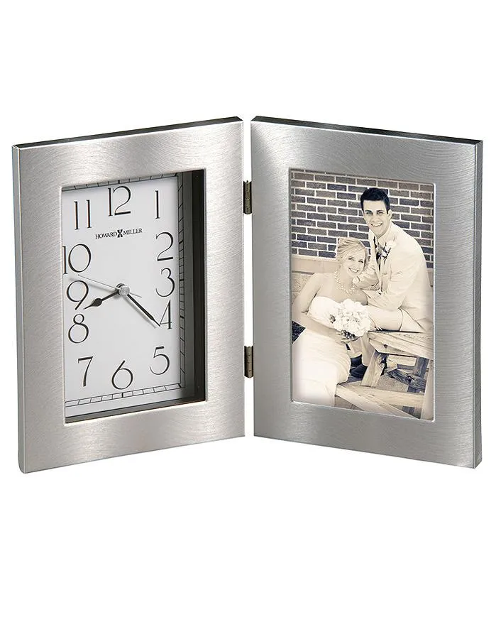 Howard Miller Lewiston Picture Frame Clock - Swirled Brushed Finish - White Dial