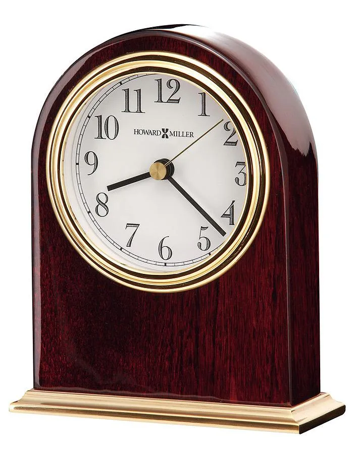 Howard Miller Monroe Desk or Table Clock - Arch Top - Rosewood & Brass Finish