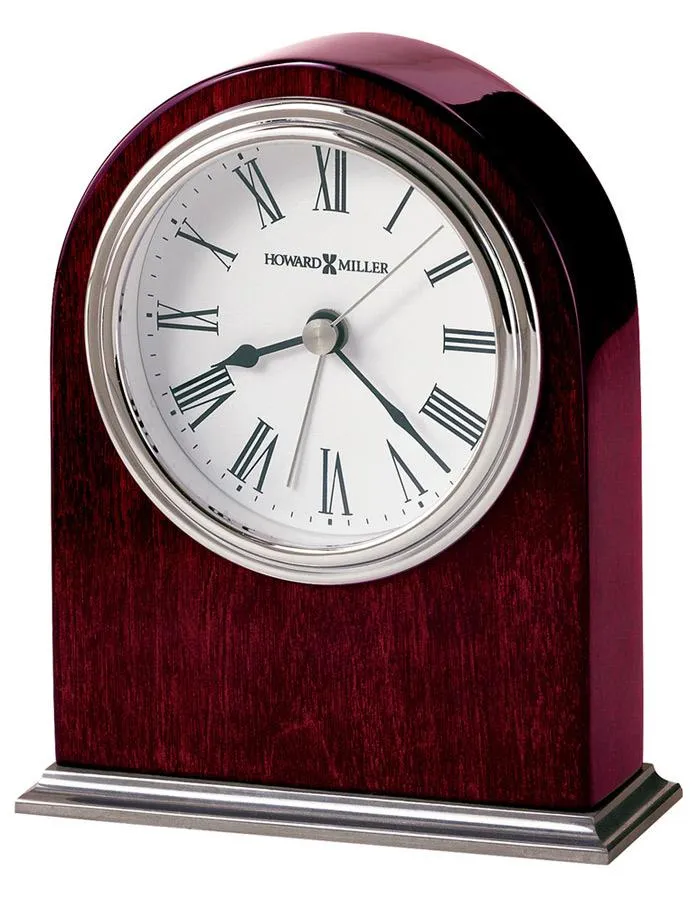 Howard Miller Walker Alarm Desk or Table Clock - Rosewood - Silver Accents