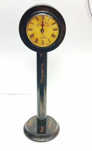 J.H Handicraft 18" Antique Table Wooden Nautical Style Desk Stand Clock Vintage Home & Office Decor