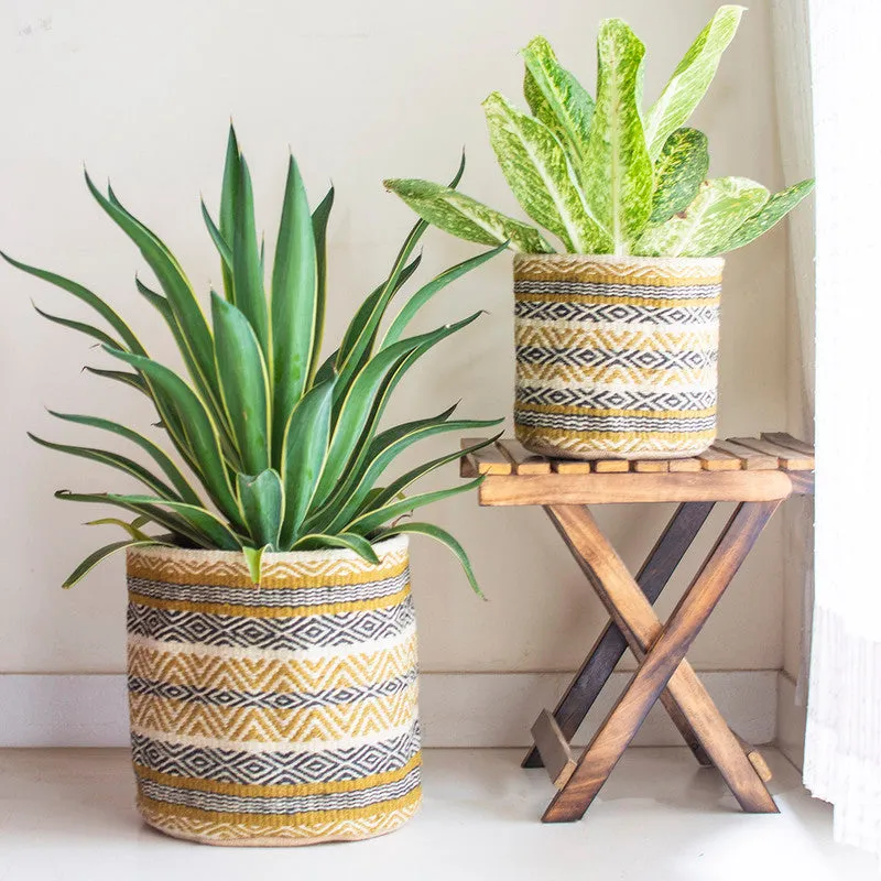 Jute Handwoven Basket | Geometric | Set of 2