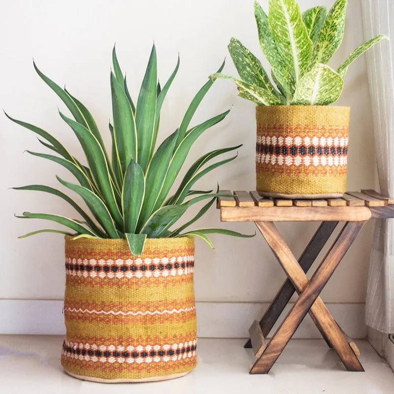 Jute Handwoven Basket | Yellow Ochre | Set of 2