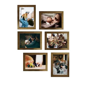 KALA POTLII Photo Frame Collage Set of 6 Frames For Home & Office Wall Haning Frame Set | Photo Frames With Real Glass, Composite Wood Picture Frames For Tabletop & Wall Mounting Display (6pcs 5x7in)