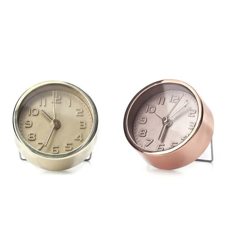 Kikkerland Mini Metallic Alarm Clock – Sold Individually – Gold or Copper