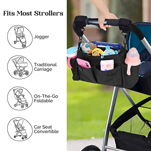 luxury little Stroller Organizer with Cup Holder and Non-Slip Adjustable Straps, Large Capacity Stroller Caddy, Water-Resistant, Fits Stroller like Uppababy, Nuna, Britax, Baby Jogger, BOB