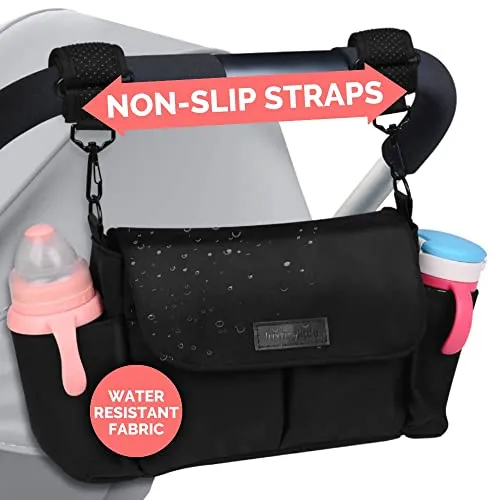 luxury little Stroller Organizer with Cup Holder and Non-Slip Adjustable Straps, Large Capacity Stroller Caddy, Water-Resistant, Fits Stroller like Uppababy, Nuna, Britax, Baby Jogger, BOB