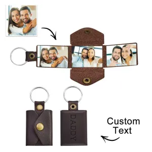 Mini Envelope Photo Keychain Personalized Vintage Engraved Leather Keychain Father's Day Gifts