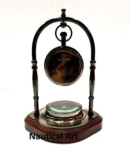 Nautical Art Antique Brass Table Clock Compass Style Nautical Maritime Ship Desk Clock Office Decor