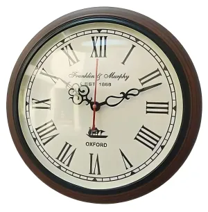 Nautical Handmade Wooden Wall Clock Antique Unique Oxford Style Art Decorative Clock for Home & Office 12 inch - (Brown)