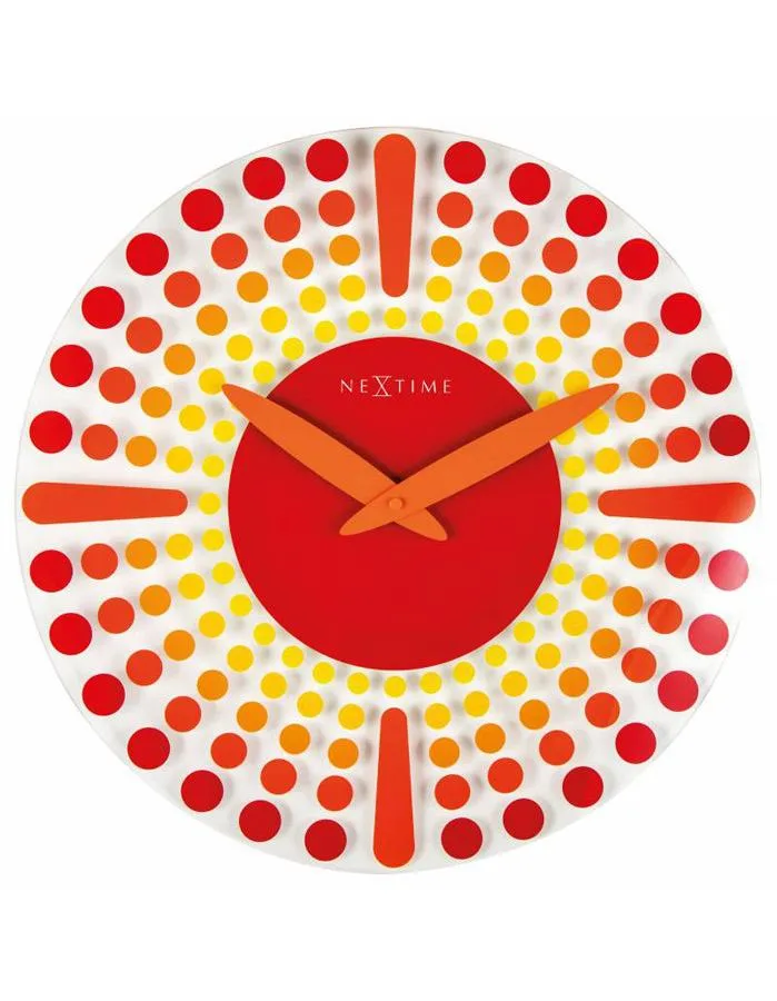 NeXtime Dreamtime Red Glass Wall Clock - Quiet Sweep - 17in Diameter