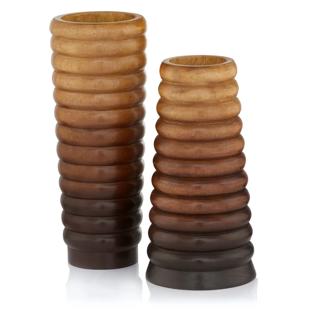 Ondula Wood Vases Set of 2