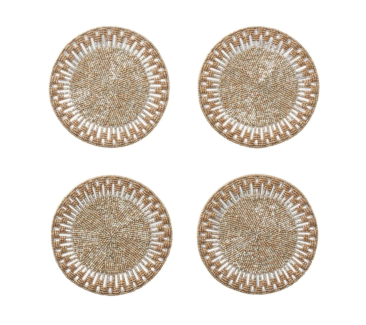 Palisade Coaster in Gold & Silver Set of 4 in a Gift Bag by Kim Seybert