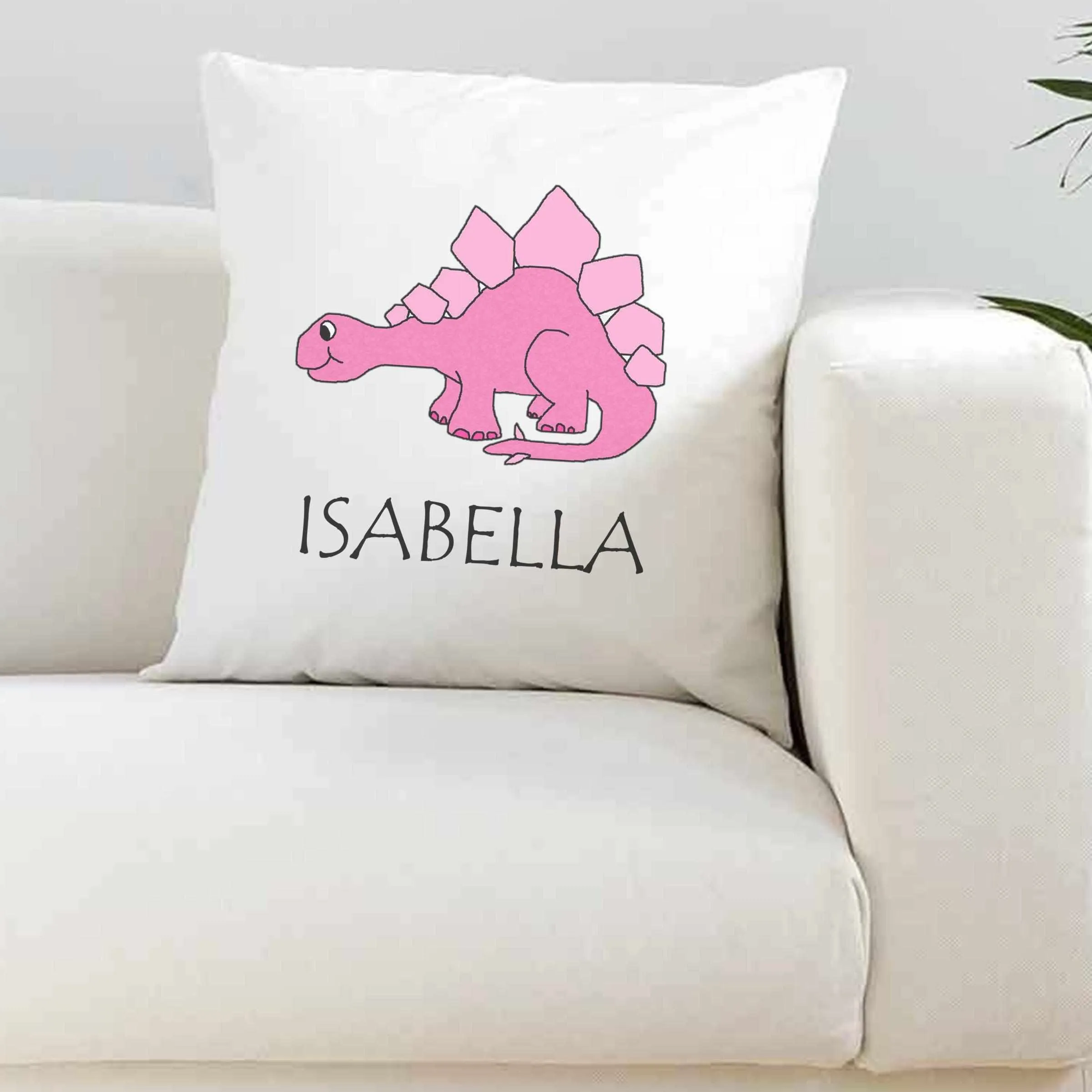 Personalised Dinosaur White Super Soft Cushion Cover