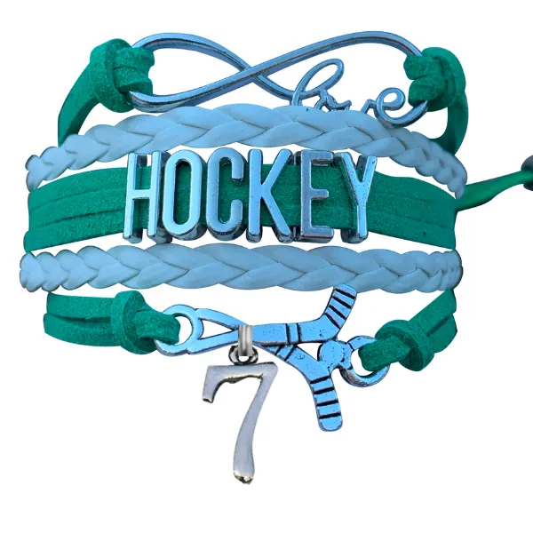 Personalized Hockey Jersey Number Bracelet -Pick Colors