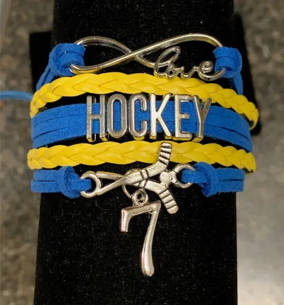 Personalized Hockey Jersey Number Bracelet -Pick Colors