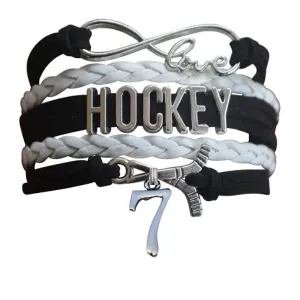 Personalized Hockey Jersey Number Bracelet -Pick Colors