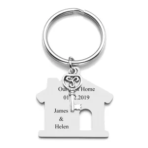 Personalized House Key Housewarming Message Tag Keychain 2PCS | Jovivi