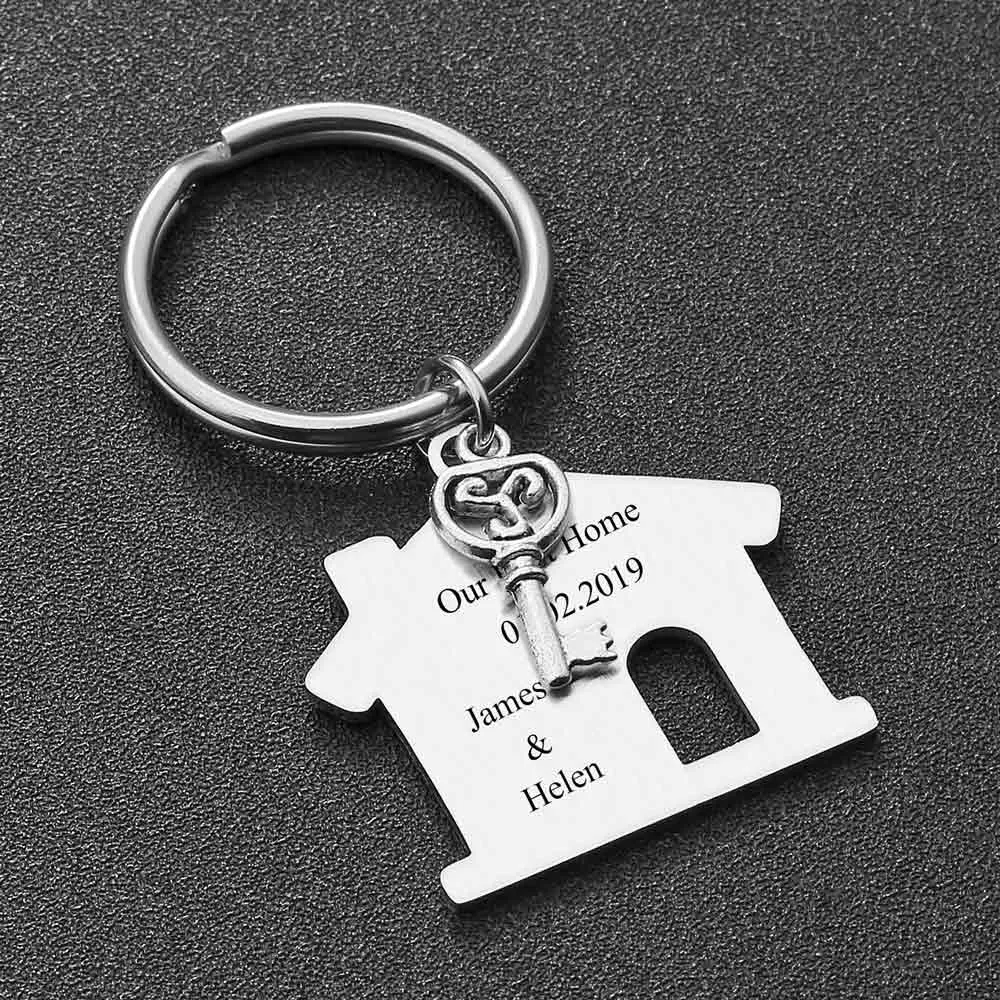 Personalized House Key Housewarming Message Tag Keychain 2PCS | Jovivi